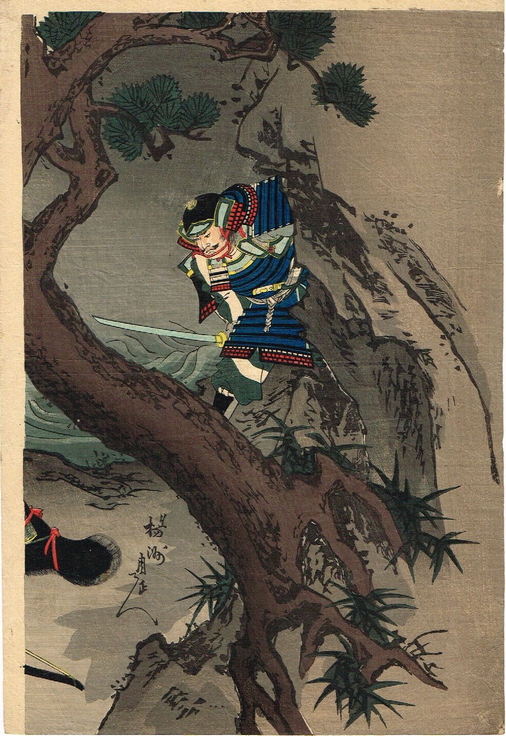 浮世絵 哥磨夆 義真訓 揚州周延 「日本歴史教訓画 真田与市義貞 俣野五郎景久」 明治30年