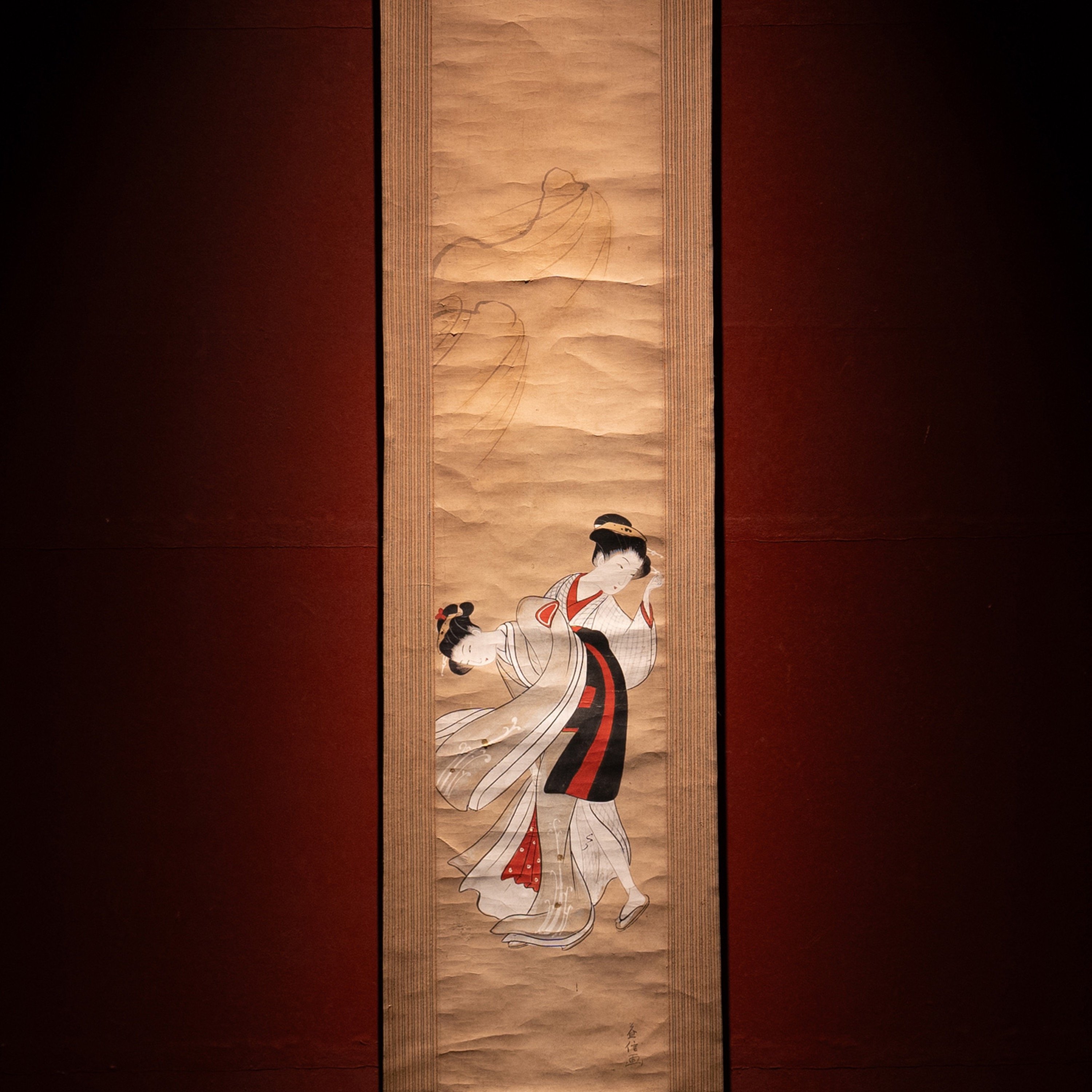 掛軸】益信 作 「美人図」肉筆 | 浮世絵販売・買取「竹井事務所」大阪