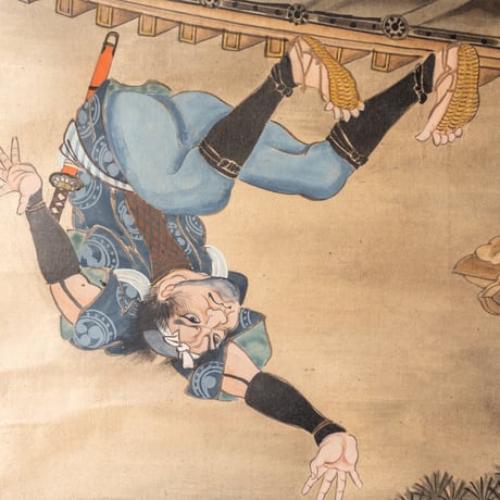 春濤 銘「芳流閣決闘図」 明治期【掛軸】