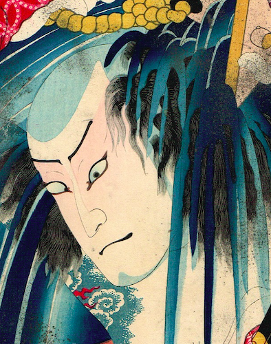 浮世絵　三代目豊国画　今様押繪鑑　亀屋忠兵衛 豊国三代「今様押絵鏡 団七九郎兵衛」安政6年【浮世絵】 | 浮世絵販売