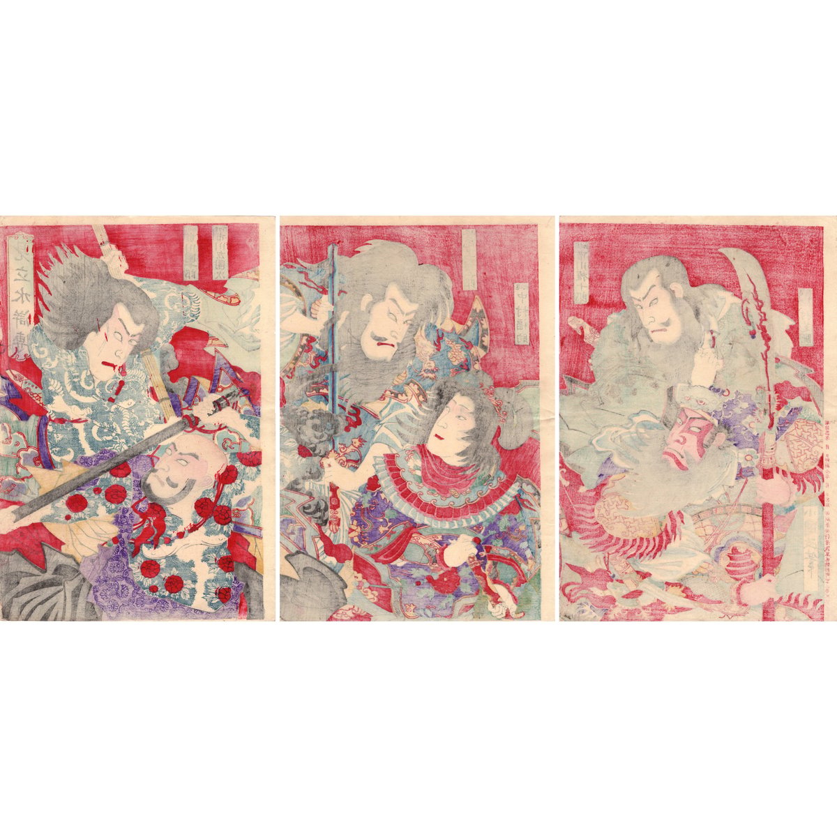 浮世絵版画、芳年略画4枚売り中版、天狗、頼政、忠盛、宇治の戦い、明治15年出版 小国政「見立水滸伝」明治24年【浮世絵】 | 浮世絵販売・買取「竹井
