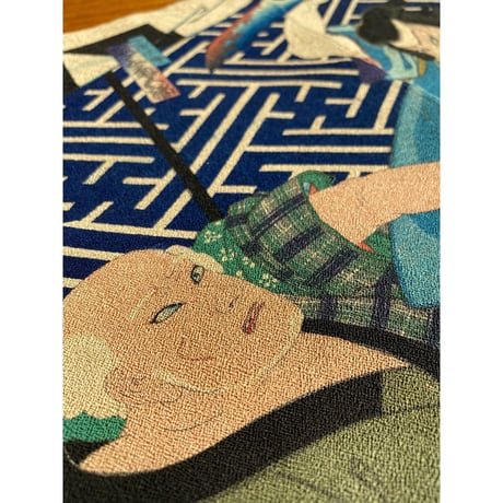 豊原国周「縮緬絵」元絵-「下女おたけ 竹松改 市村羽左衛門 下男小助 尾上菊五郎」慶応4年【浮世絵】