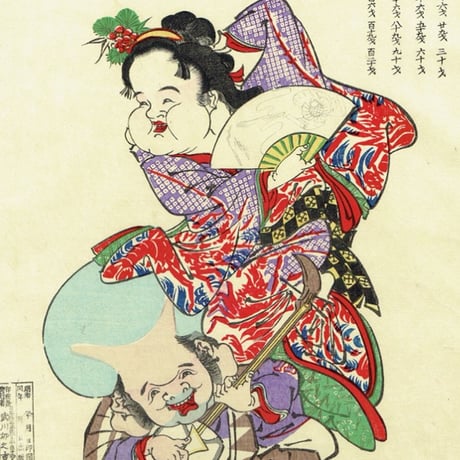 河鍋暁斎「七福神酒宴之図」明治15年【浮世絵】