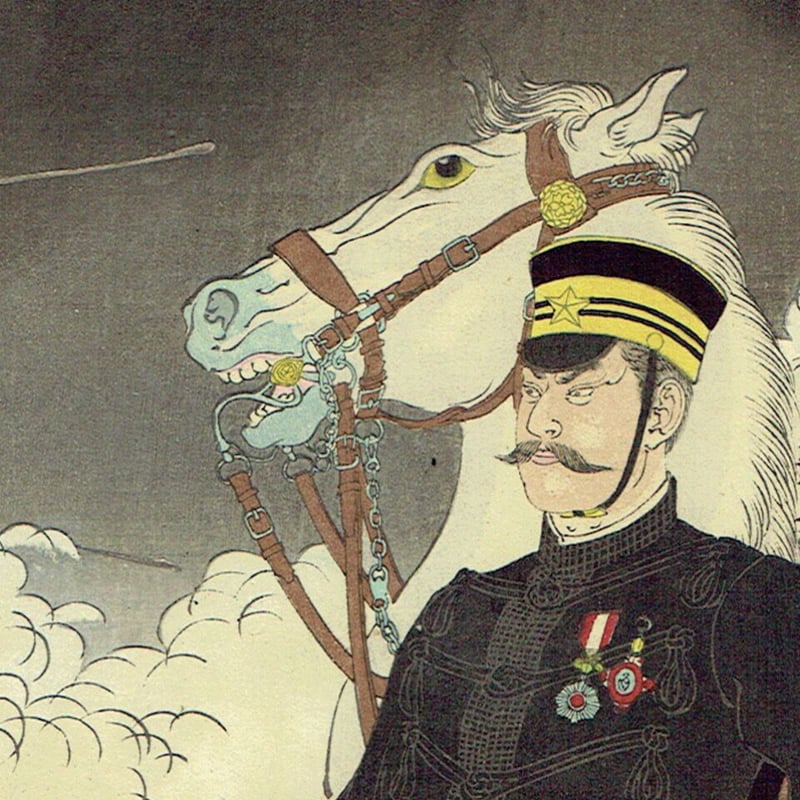 水野年方「大日本帝国萬々歳平壌激戦大勝図」明治27年(1894 水野年方「大日本帝国萬々歳平壌激戦大勝図」明治27年(1894