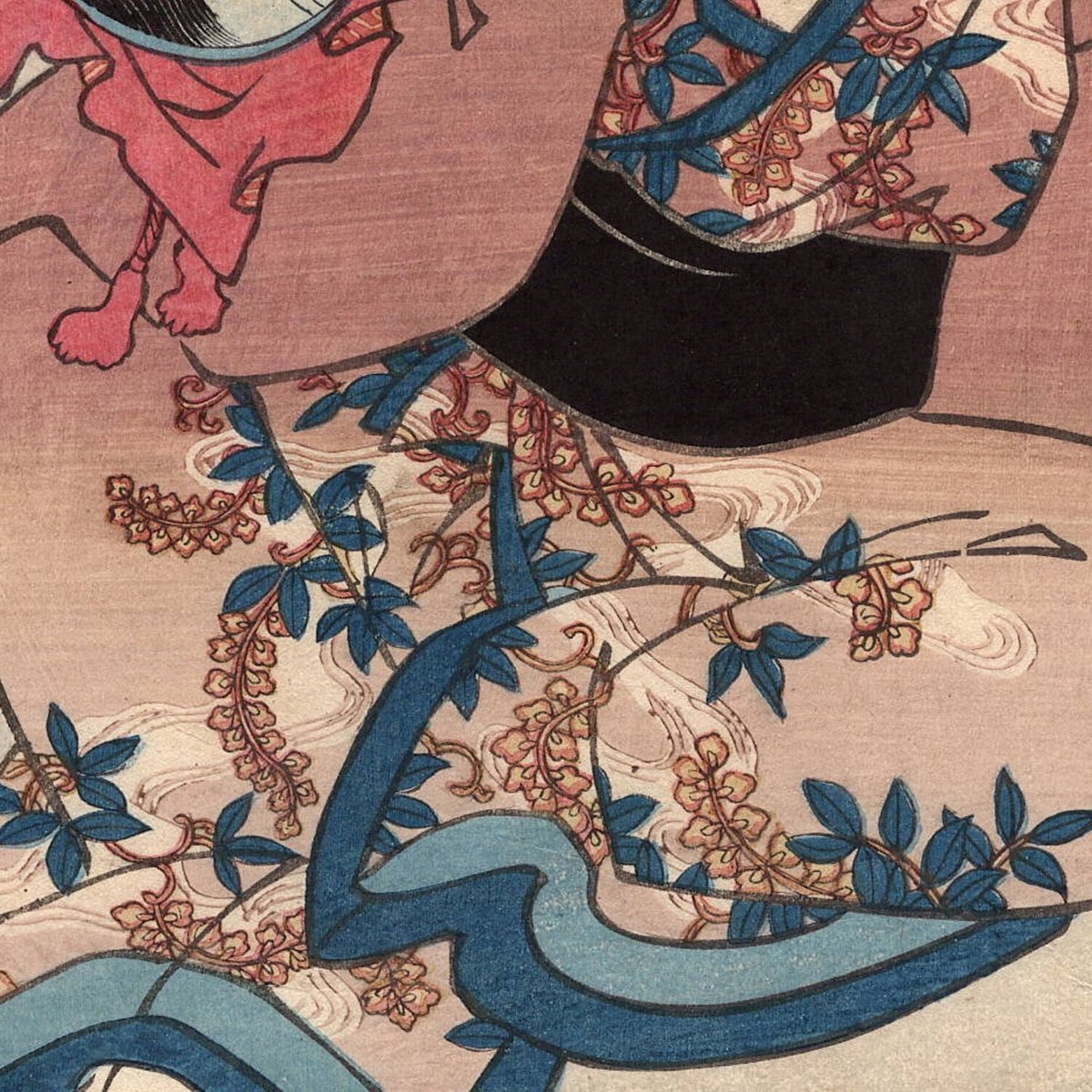 豊国三代「五十三次の内岡崎 宿の妖怪 因幡之助」万延元年(1860