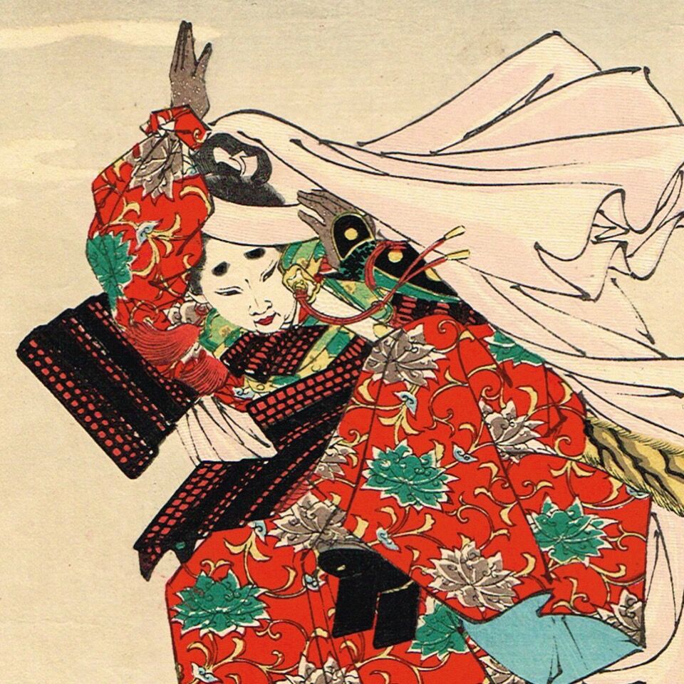 浮世絵、月百姿芳年画、アト 月岡芳年「月百姿 朝野川晴雪月 孝女ちか子」明治18年(1885