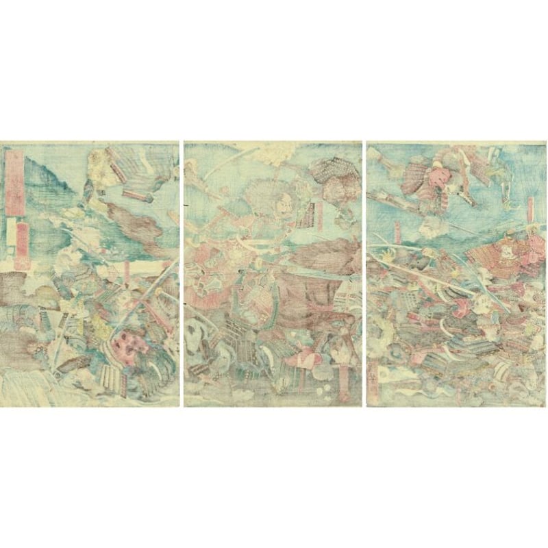 M▽歌川芳員 太平記大合戦之図 1856年 木版画 浮世絵 錦絵 (003) M▽歌川芳員 太平記大合戦之図 1856年 木版画 浮世絵