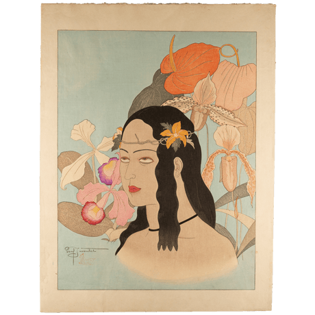 ポール・ジャクレー「パラオの娘(花の組の内)」昭和10年(1935)【浮世絵】
