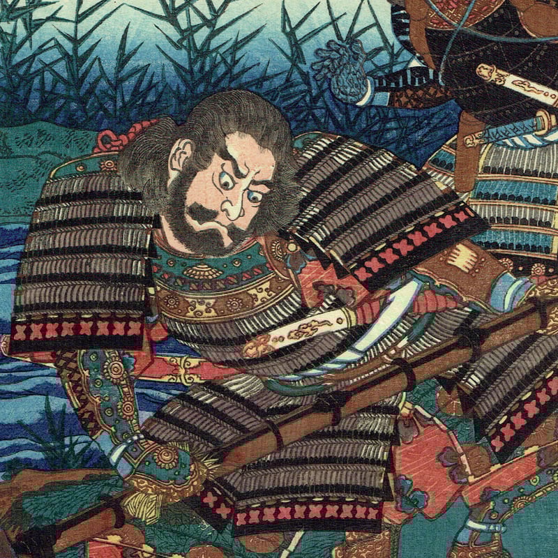 真作/五代目/歌川国政/竹内柳蛙/唐子布袋図/布袋屋掛軸HE-929 二代目 歌川国明(蜂須賀國明)筆 木版画 相撲 力士「鶴ヶ濱熊吉