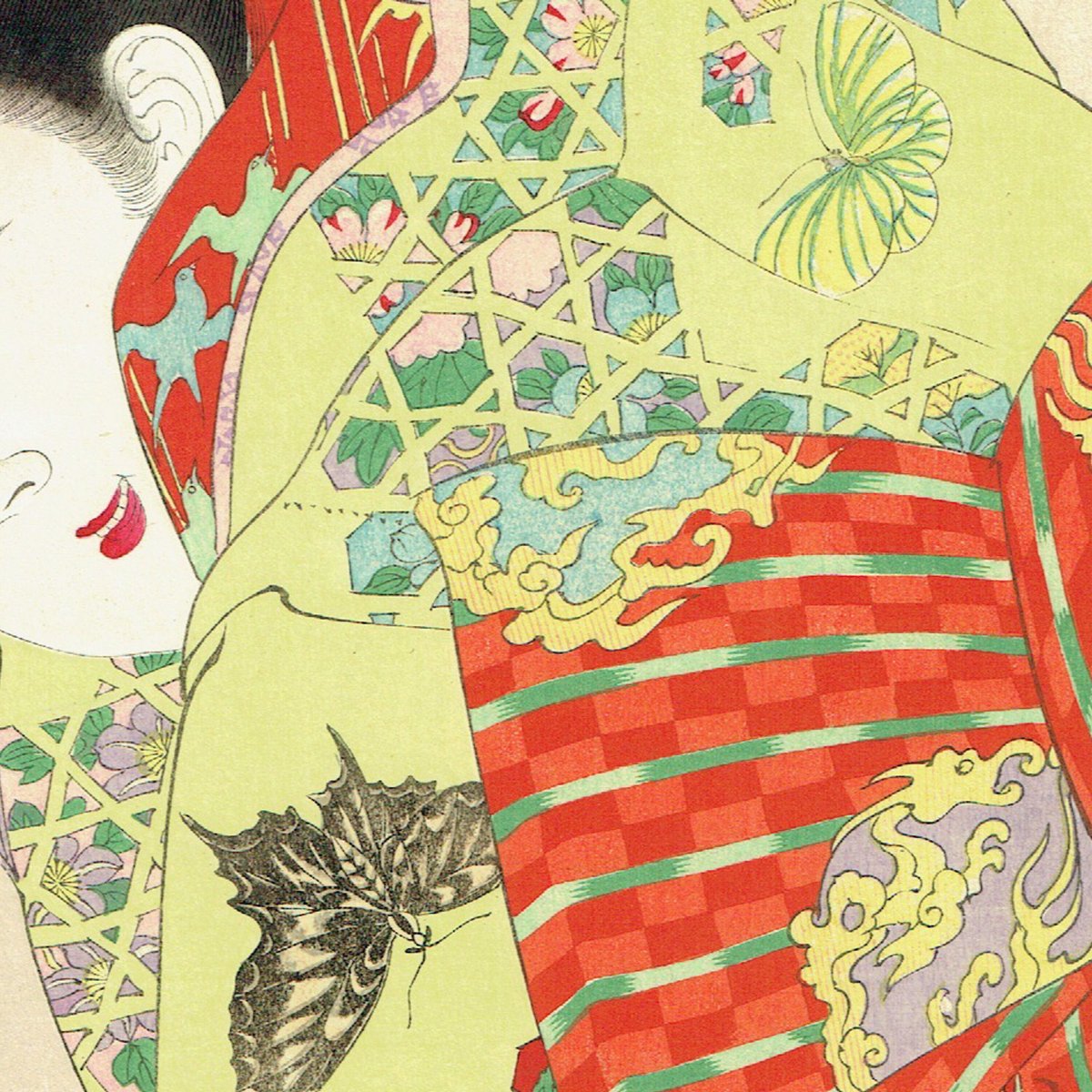 【真作】蕉圃/舟中美人図/美人画/掛軸/名家伝来/AC-175 揚州周延「真美人 十五」明治20年（1887）【浮世絵】 | 浮世絵販売