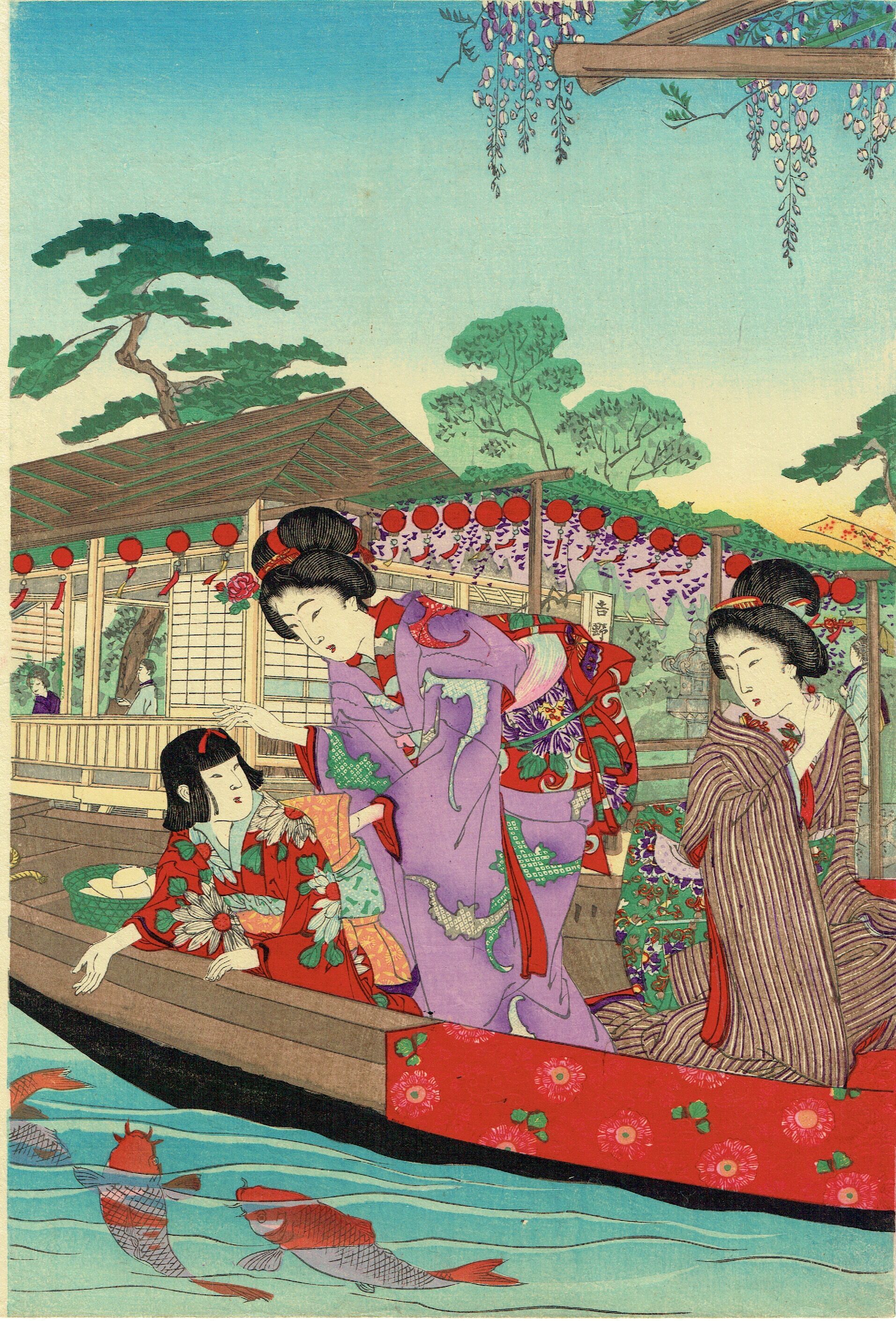 揚州周延 「亀井戸藤見美人遊船の図」 明治27年（1894）【浮世絵
