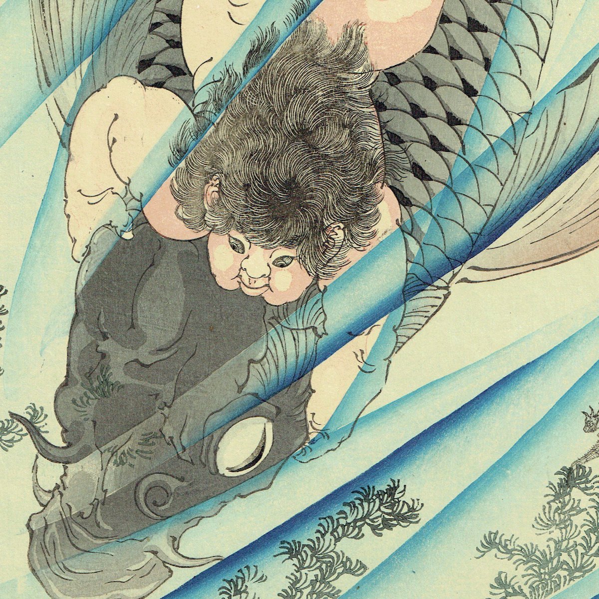 月岡芳年 「金太郎捕鯉図」明治18年（1885）【浮世絵】 | 浮世絵