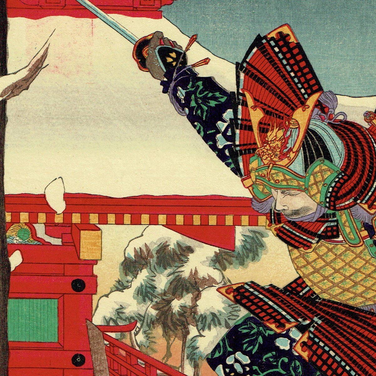 明治16年(1883年)4月出版　月雪花 Utagawa Hiroshige（歌川広重） 歌川広重「雪月花 木曾路之山川