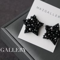 ダイヤカットブラックピアスorイヤリング　シルバー