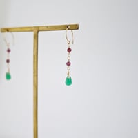 Green Onyx & garnet * pierce / earring -kyasha