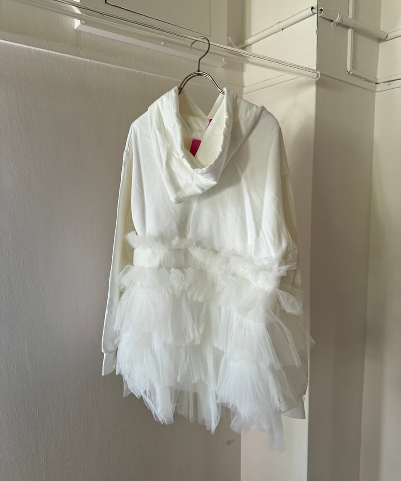 VIVIANO / CS05 Gathered Tulle Hoodie | JURK