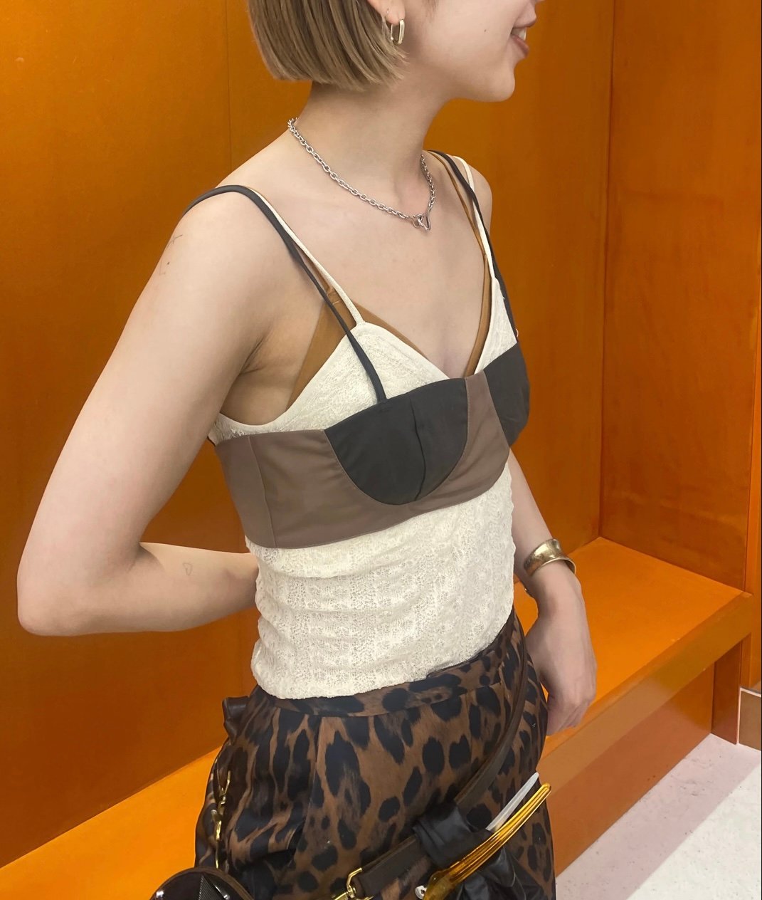 リトルスージー Sheer Top With Rib Tank チャコール リトルスージー Sheer Top With Rib Tank チャコール