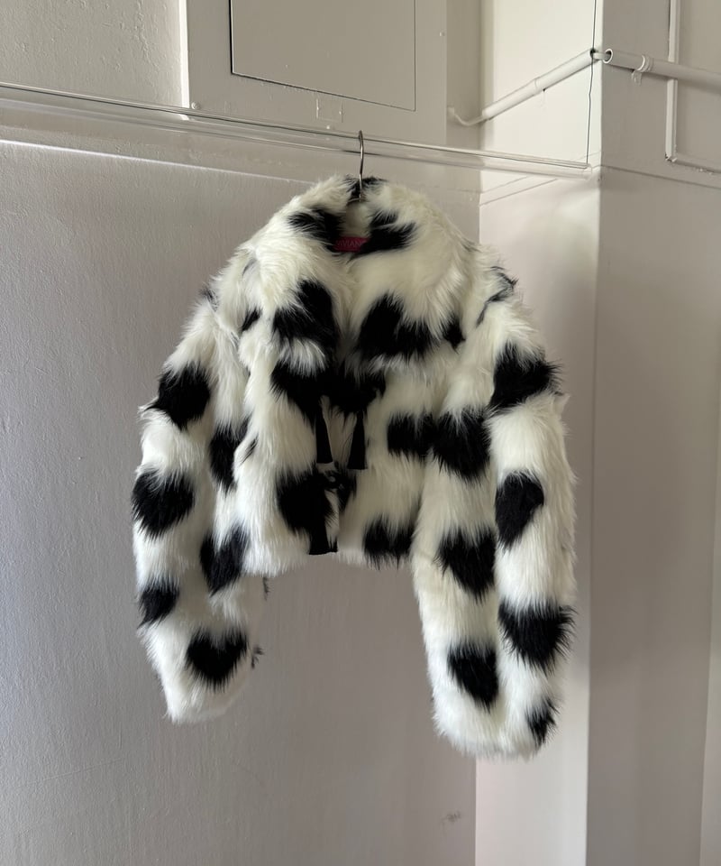 VIVIANO / J08 Curve Sleeve Heart pattern Fur Ja