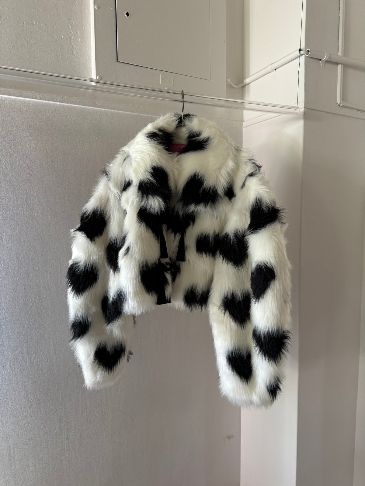 VIVIANO / J08 Curve Sleeve Heart pattern Fur Ja