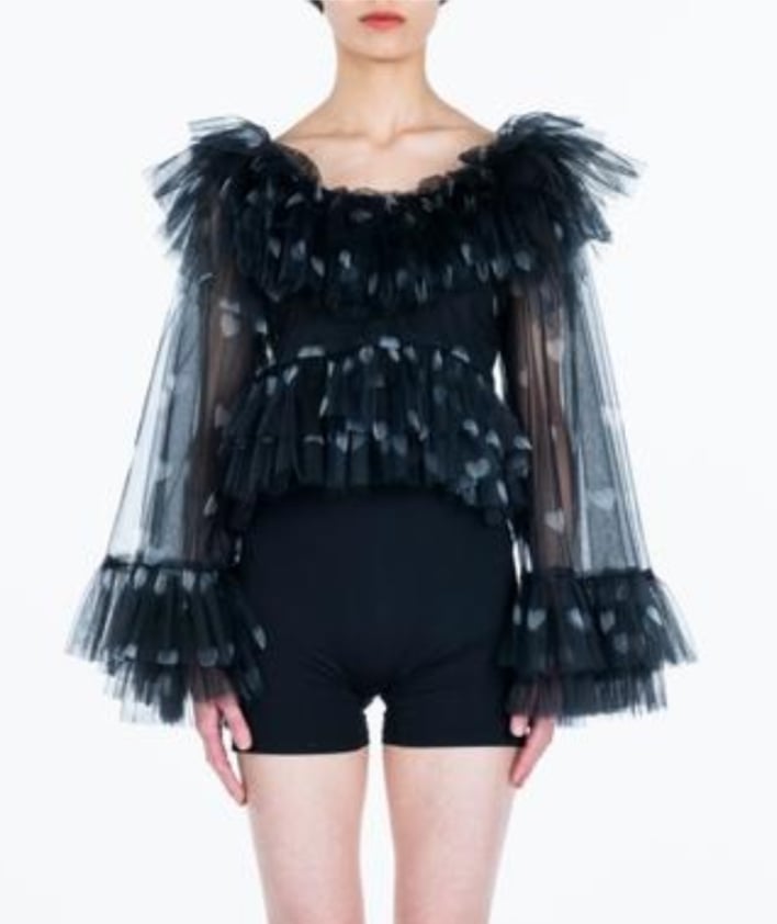 VIVIANO / Asymmetric Tulle Top | JURK