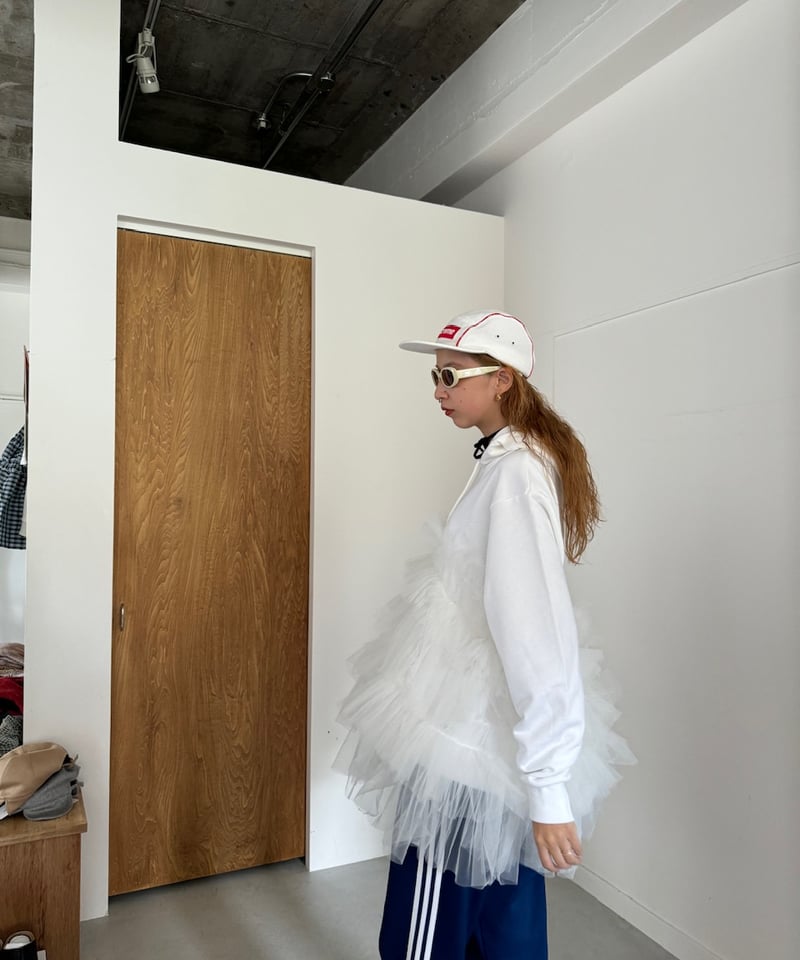 VIVIANO / CS05 Gathered Tulle Hoodie | JURK