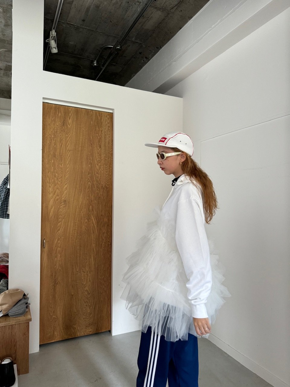 VIVIANO / CS05 Gathered Tulle Hoodie | JURK