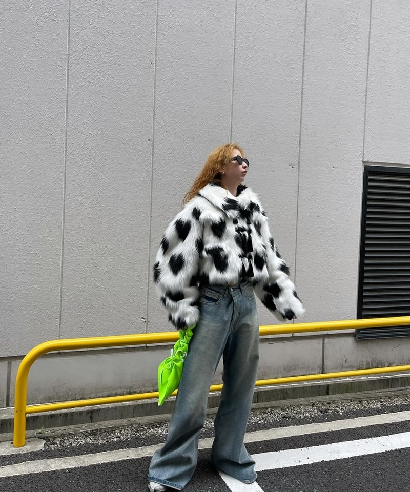 VIVIANO / J08 Curve Sleeve Heart pattern Fur Ja