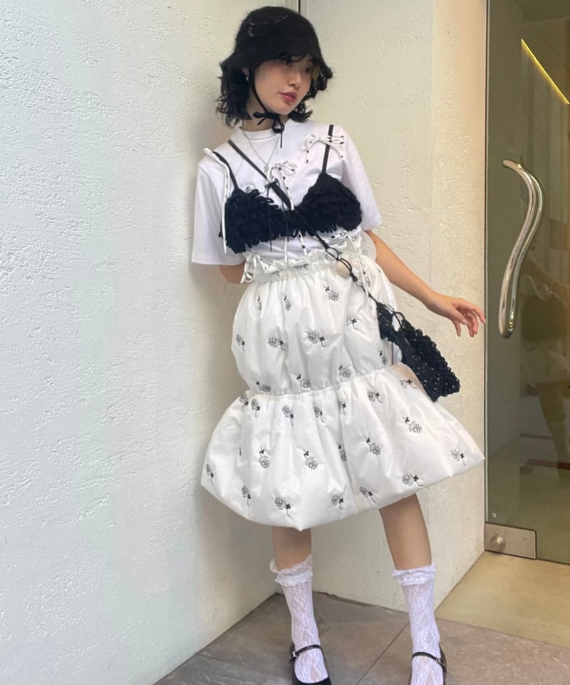 スカート HOUGA pajama jumper skirt black HOUGA pajama jumper skirt black