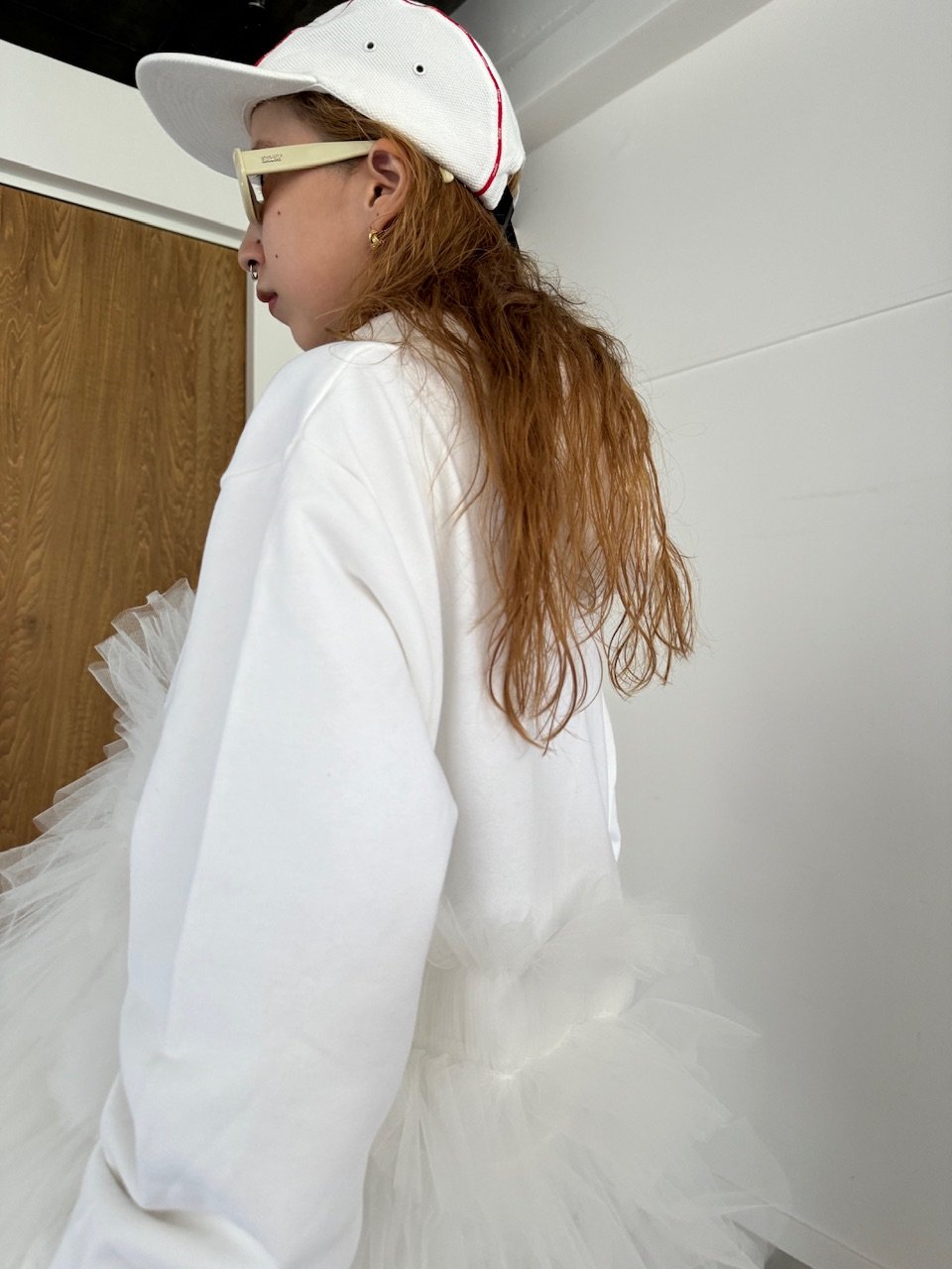 VIVIANO / CS05 Gathered Tulle Hoodie | JURK