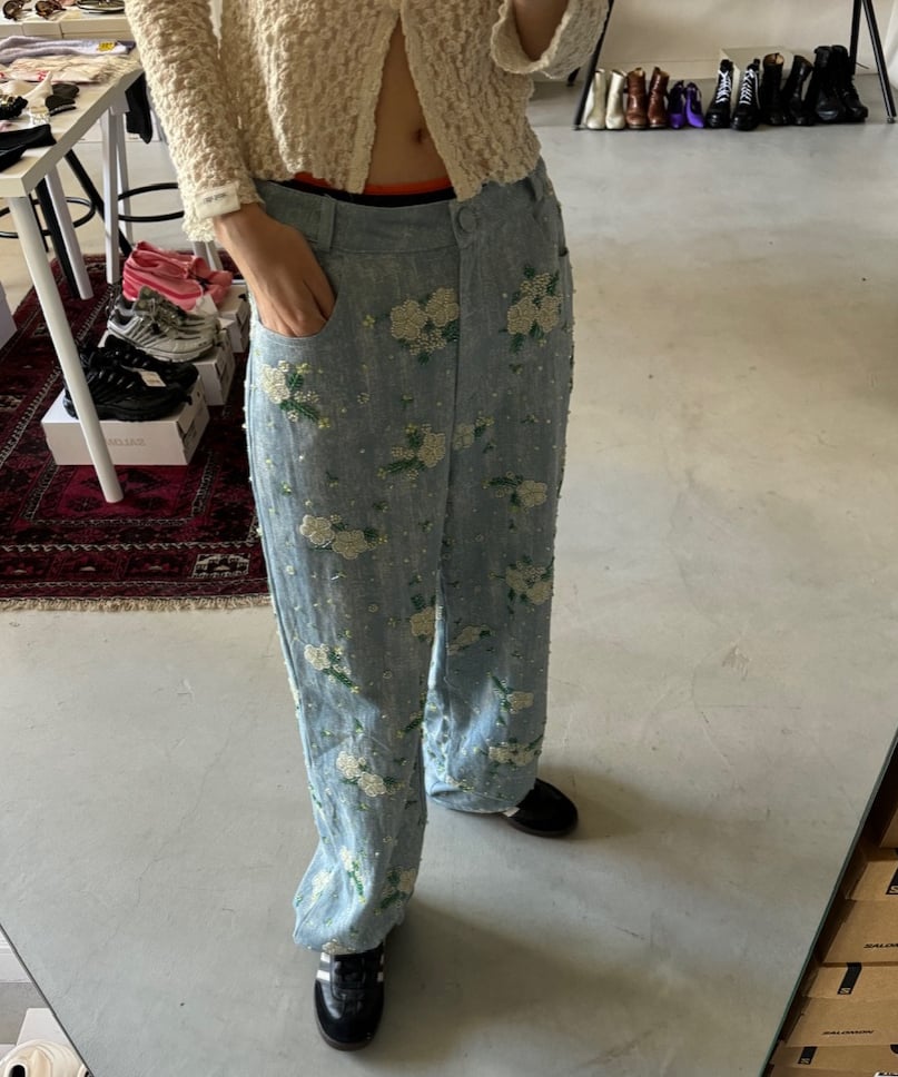 差がつく服【Sister Jane】DREAM コーンフラワー装飾パンツ Dream sister jane / flower beads denim | JURK