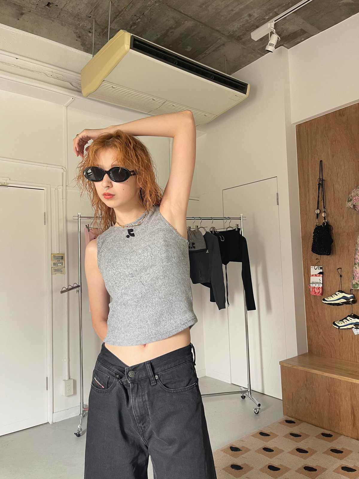 Rest & Recreation HAIRY KNIT TANK ブラック Rest and Recreation / hairy knit tank top | JURK