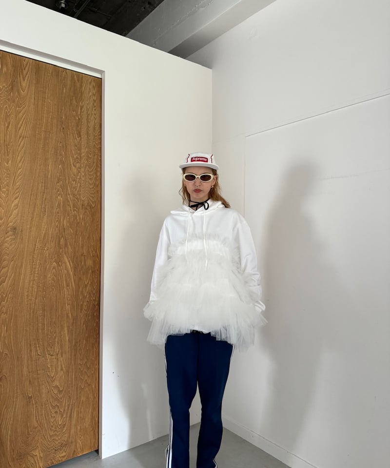 VIVIANO / CS05 Gathered Tulle Hoodie | JURK