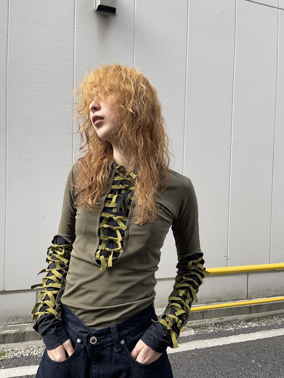 トップス FUMIE TANAKA ribbon up long tee フミエタナカ リボンロングTee 24SS】FUMIE TANAKA / ribbonup long tops