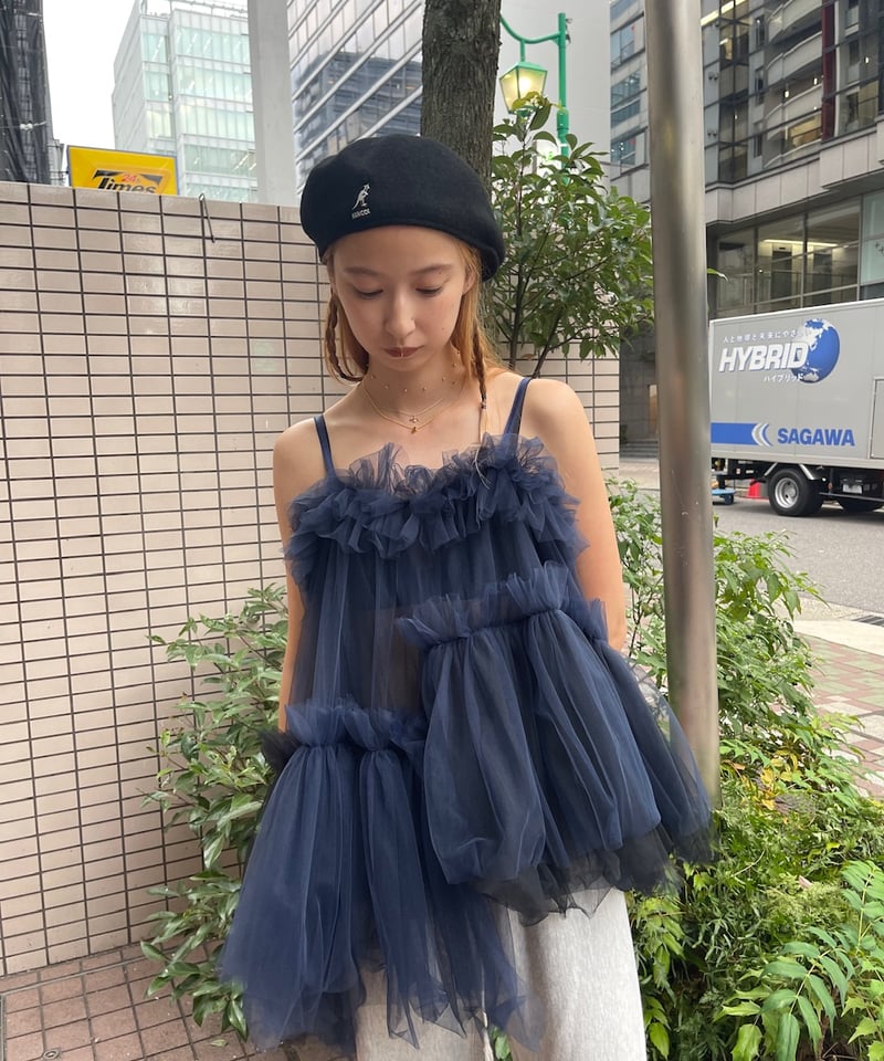VIVIANO Asymmetric Cami Topネイビー