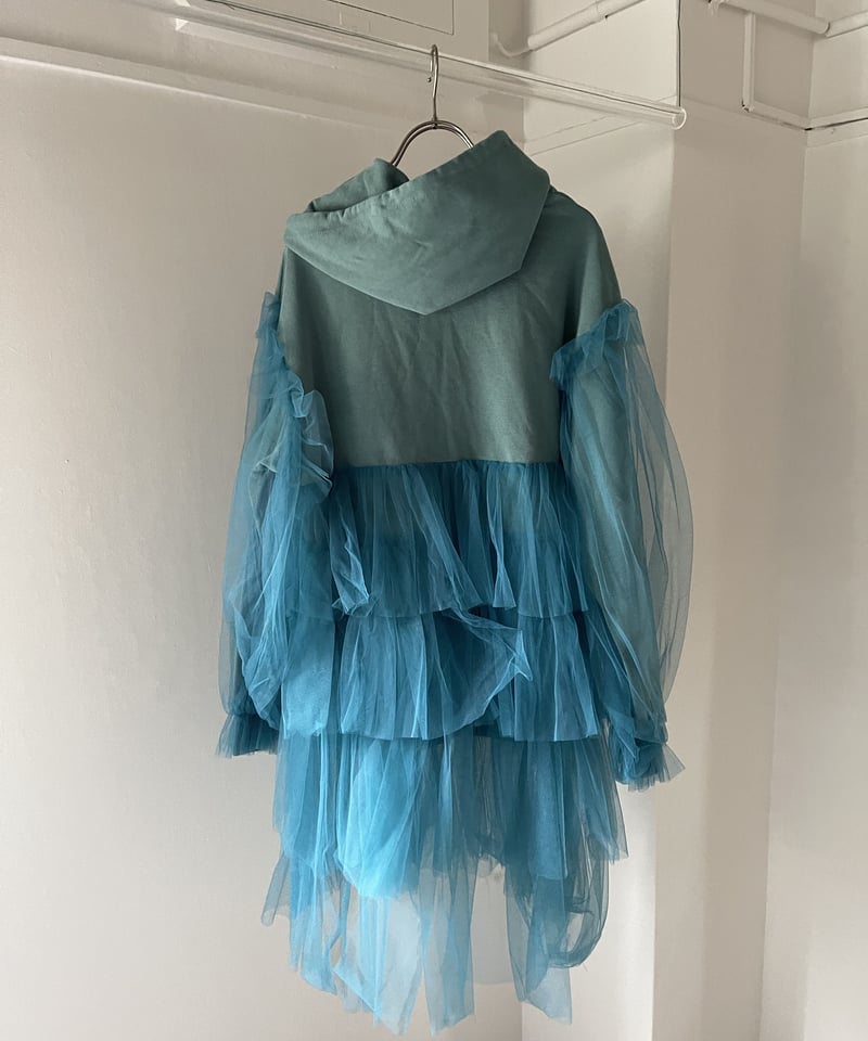VIVIANO TIERED TULLE TRIMMED HOODIE