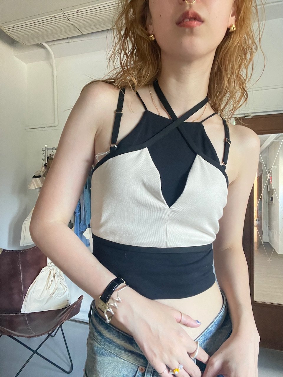 FUMIE TANAKA フラワー ジャガード ライン キャミソール ビスチェ FUMIE TANAKA フラワー ジャガード ライン キャミソール ビスチェ