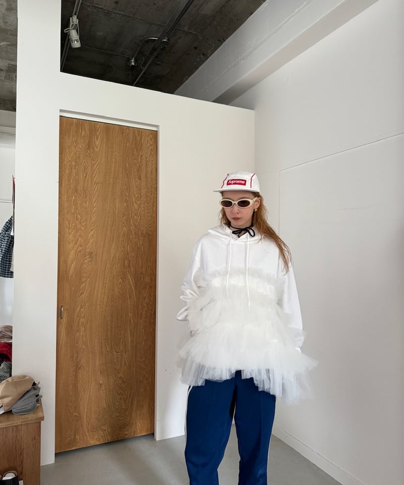 VIVIANO / CS05 Gathered Tulle Hoodie | JURK