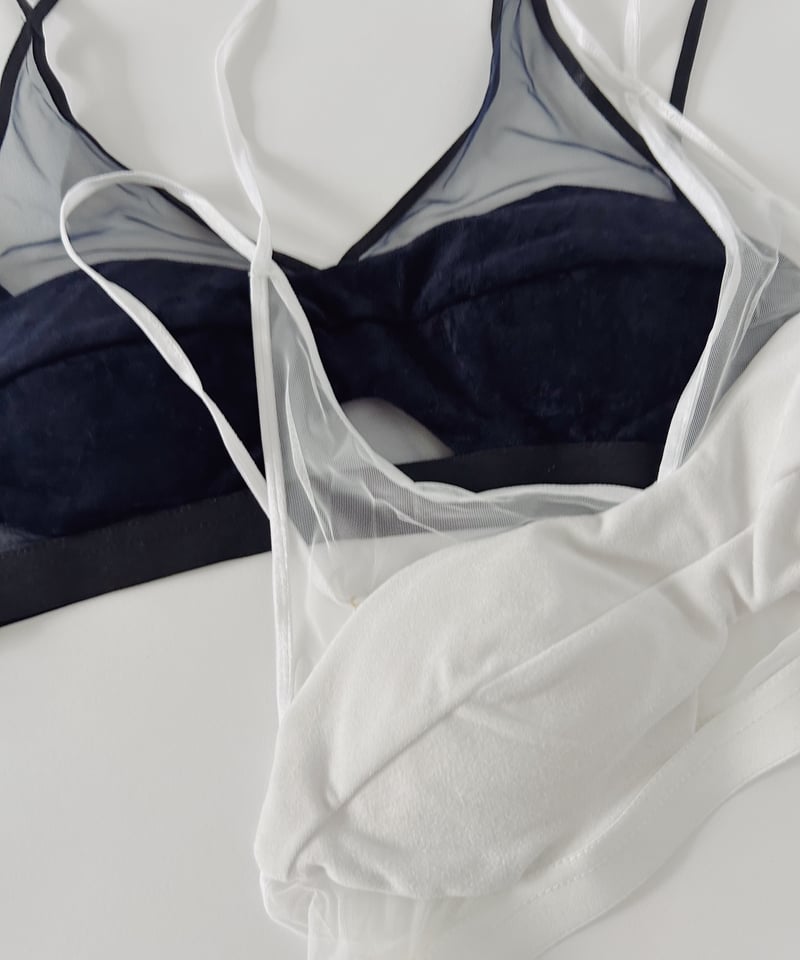 FETICO × JURK / SHEER PANELED VELVET BRALETTE |
