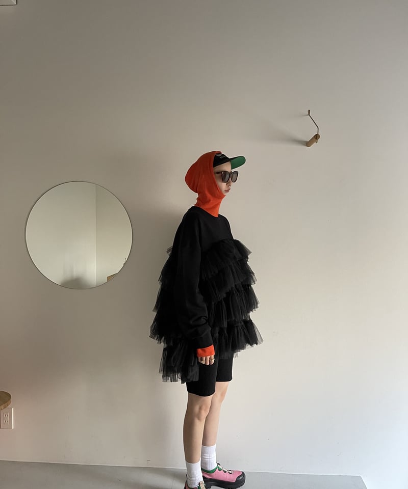 VIVIANO Tiered Tulle Trimmed Hoodie パーカー VIVIANO / Tiered Tulle Trimmed Hoodie | JURK sh