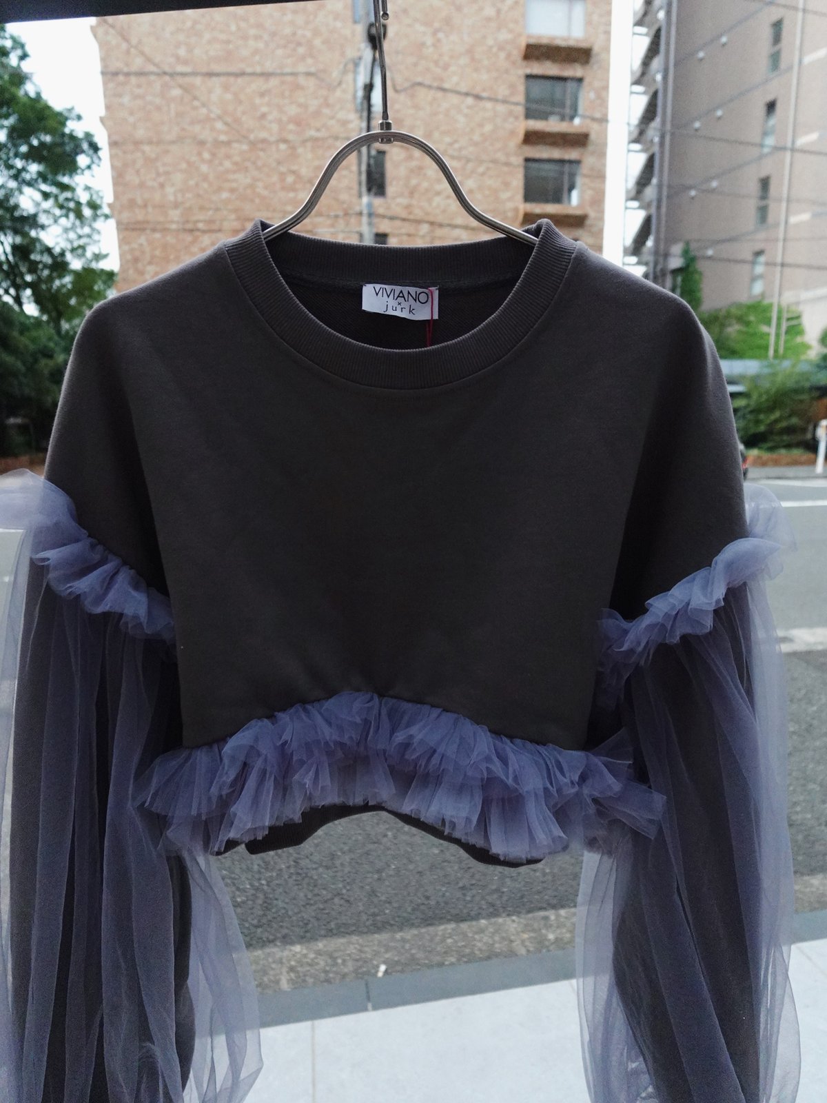 VIVIANO × JURK / Cropped Tulle Sweatshirt | JURK