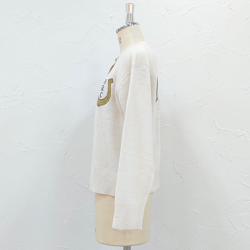 NOMBRE IMPAIR】クロスステッチ刺繍クルーネックカーディガン | SANS