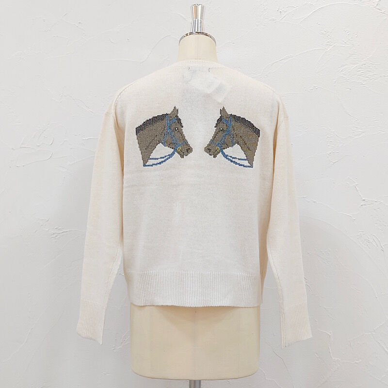 NOMBRE IMPAIR】クロスステッチ刺繍クルーネックカーディガン | SANS