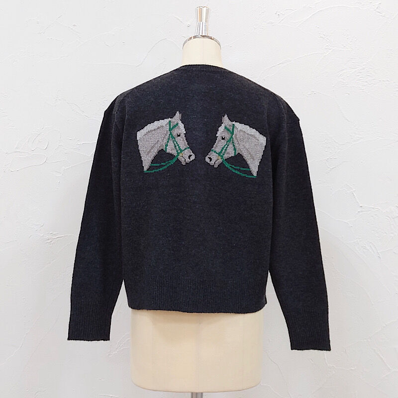 NOMBRE IMPAIR】クロスステッチ刺繍クルーネックカーディガン | SANS
