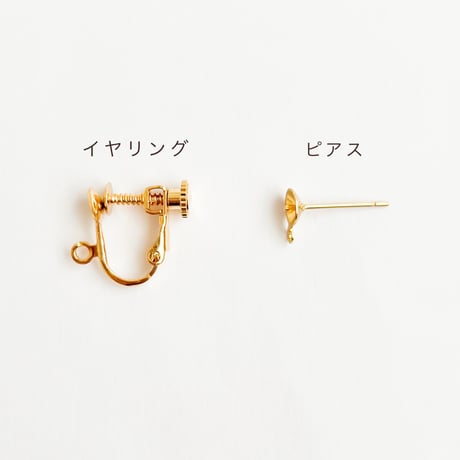 【gold】淡水パールと布花フープの2wayイヤリング/ピアス