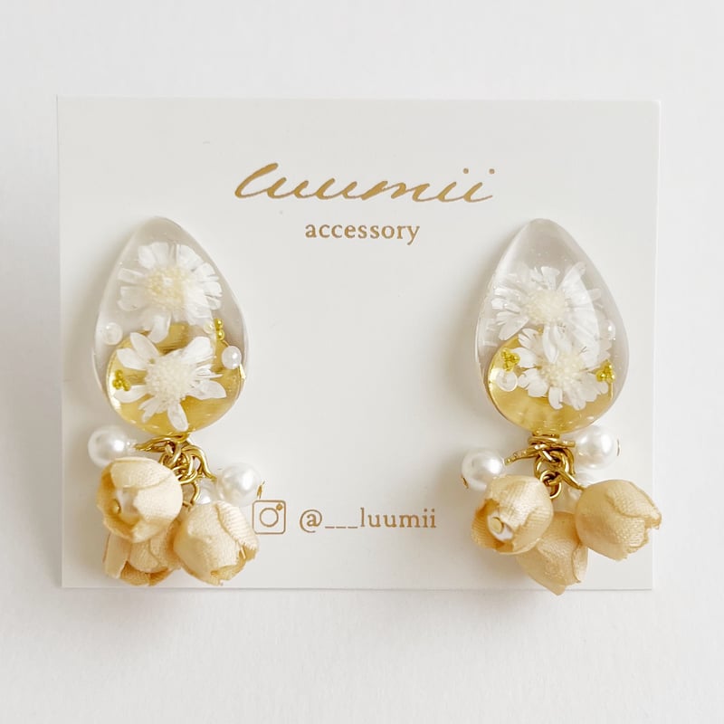 【258】鉱石のイヤリング／スターフラワー 258】鉱石のイヤリング／スターフラワー