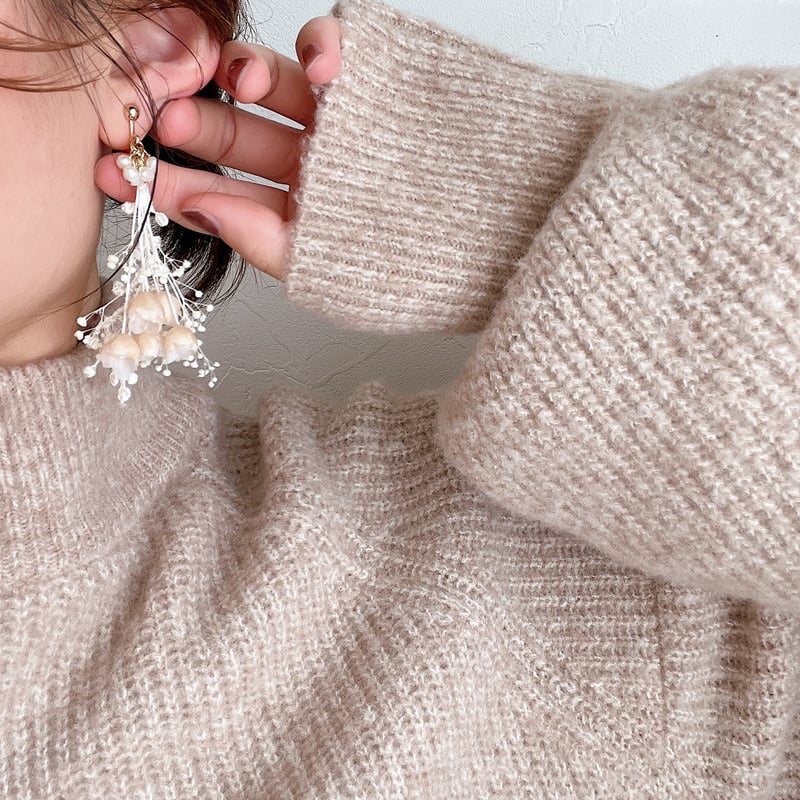 かすみ草と紅茶染め布花のブーケイヤリング/ピアス | luumii accessory