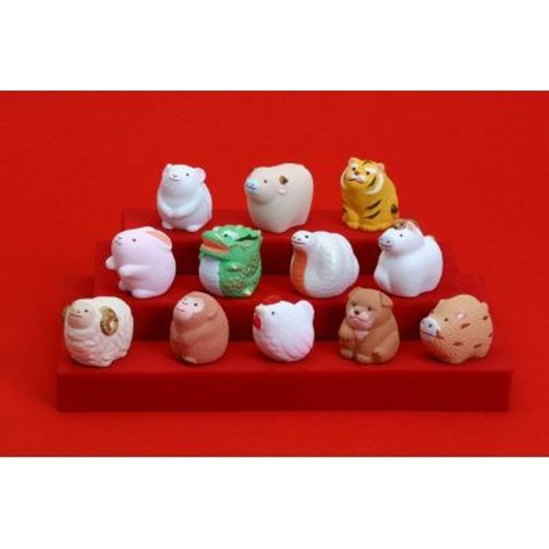 とってもかわいい♪ 『干支マスコット』12個セット開運おみくじ付 陶器