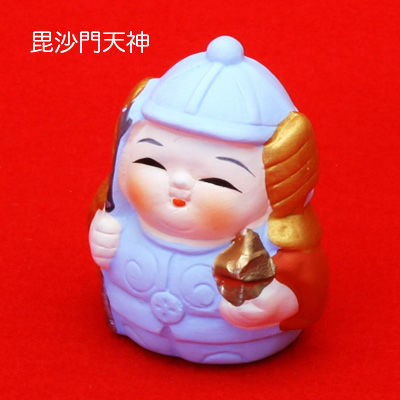 縁起物 とってもかわいい♪ 七福神マスコット 毘沙門天神 陶器製・開運
