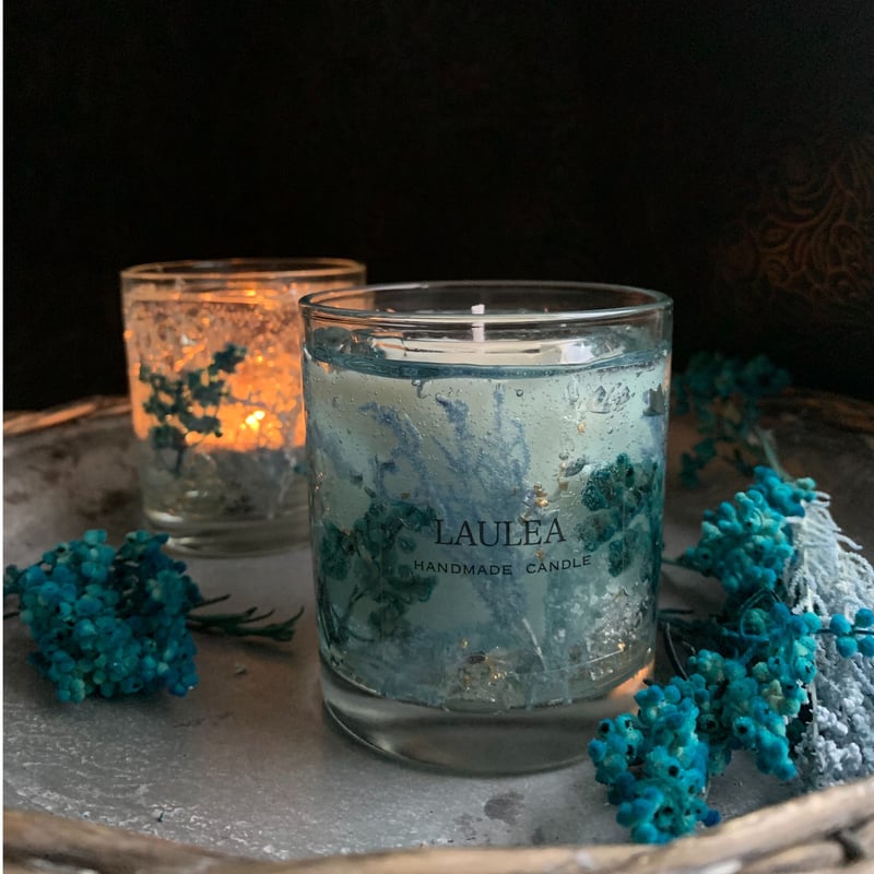 花 キャンドル Candle ブルー botanical aroma soy candle ターコイズブルー | LAULEA