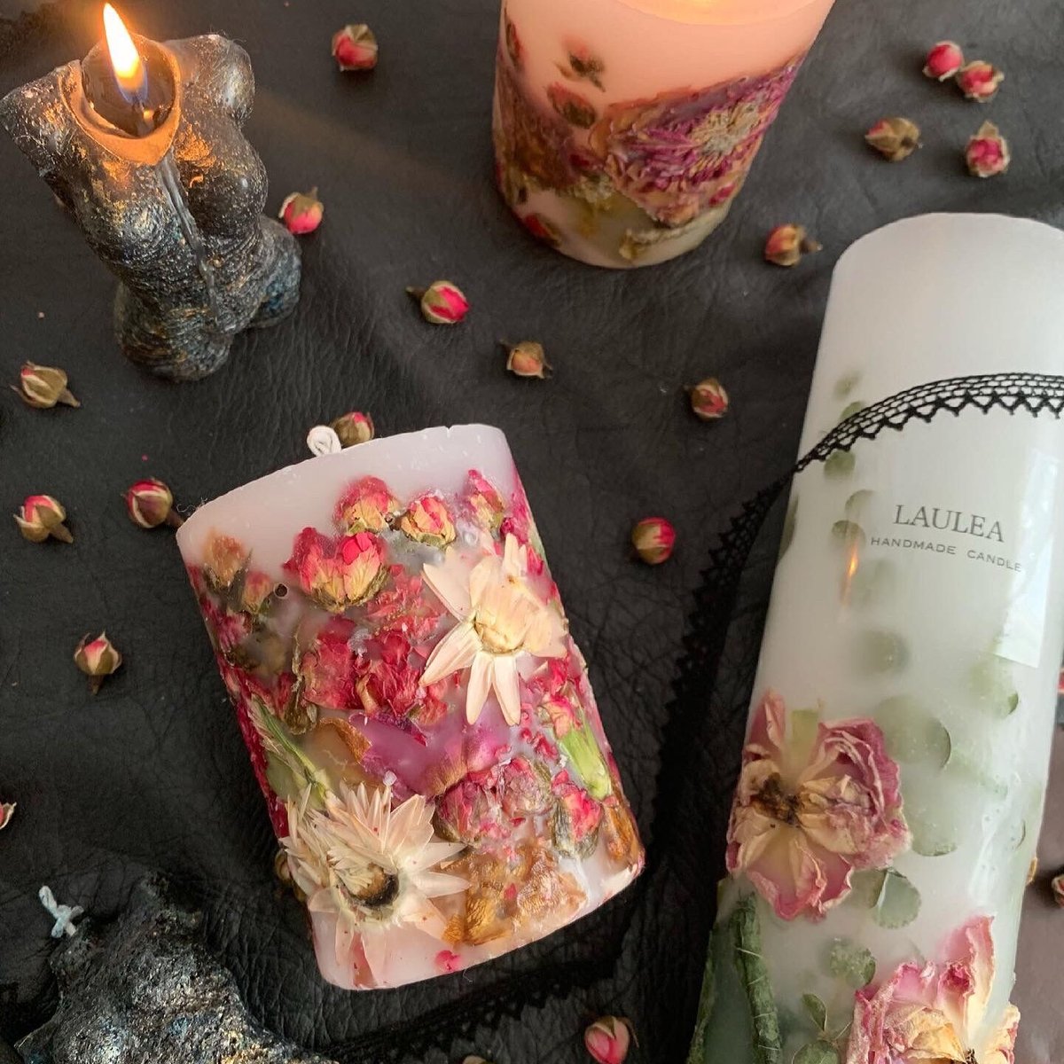 ミニ薔薇たっぷりボタニカルキャンドル | LAULEA